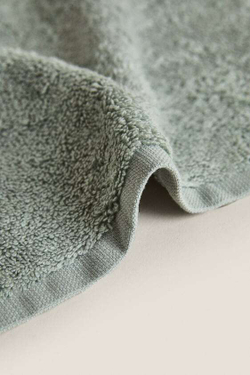 ZARA HOME ХЛОПКОВОЕ ПОЛОТЕНЦЕ (НАБОР ИЗ 3 ШТУК), СИНЕ-ЗЕЛЕНЫЙ