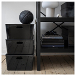 Коробка для хранения с крышкой IKEA KUGGIS (КУГГИС), Черный, 37x54x21 см