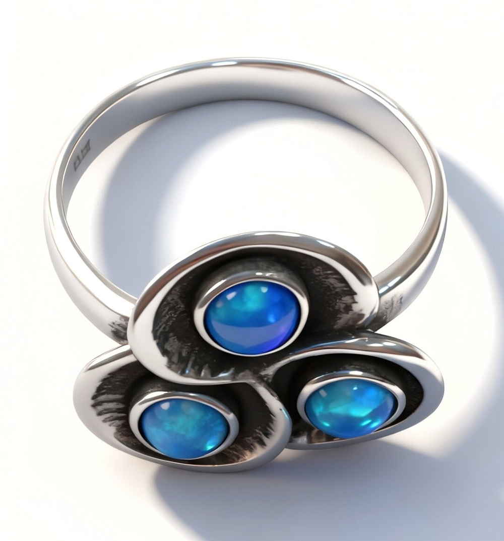 Ювелирное кольцо из серебра 925 пробы,вставка опал.Размер 17.5