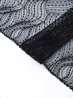 Вышивка на сетке неэластичная черная ширина 19,5 см