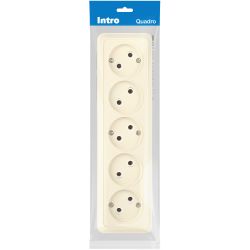 Розетка Intro Quadro 2-209-02 без заземления пятиместная 5х2P 16А-250В IP20 ОУ слоновая кость