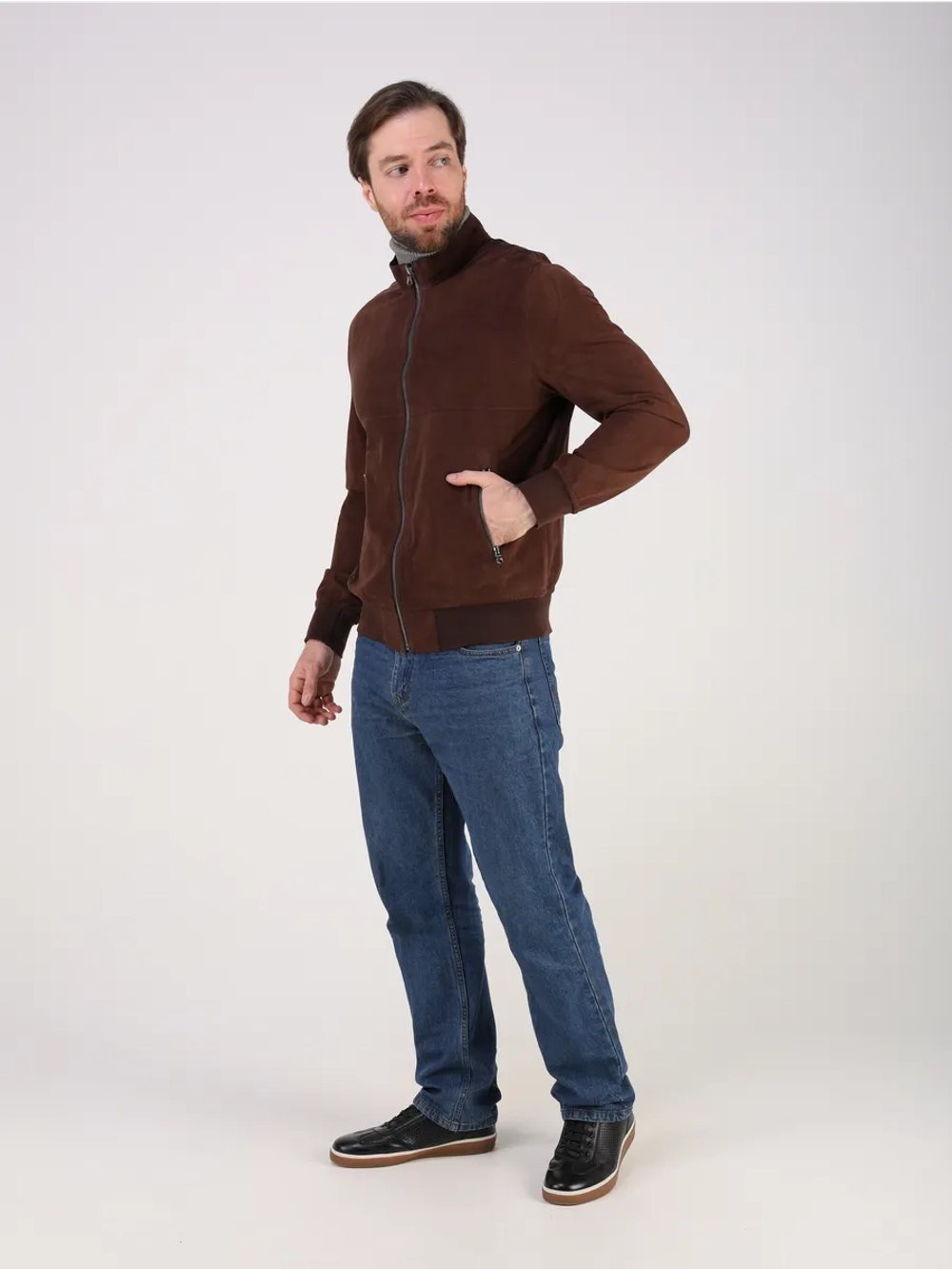 Кожаная куртка демисезонная замшевая двухсторонняя