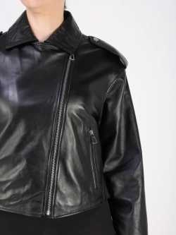 Кожаная куртка демисезонная косуха оверсайз