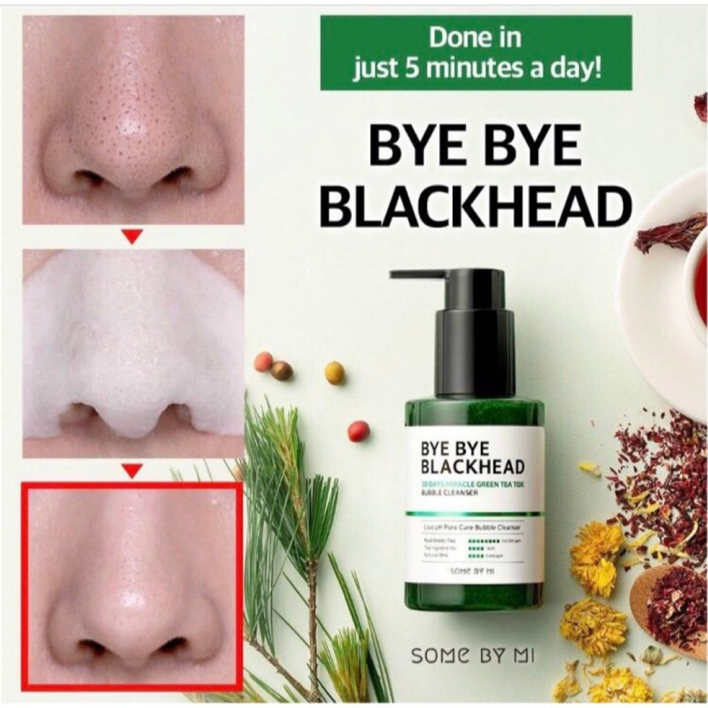 Some By Mi Bye Bye Blackhead 30 Days Miracle Green Tea Tox Bubble Cleanser маска-пенка от черных точек