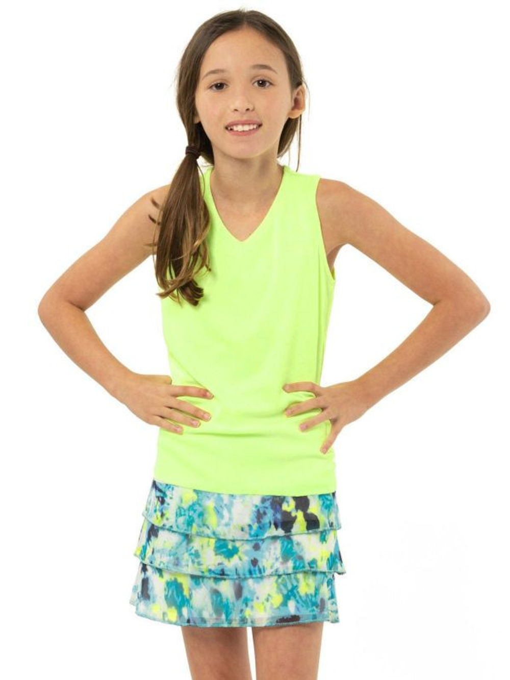 Футболка для девочки теннисная Lucky in Love Girls Eyelet Go Lightweight Rib Tank - Оранжевый