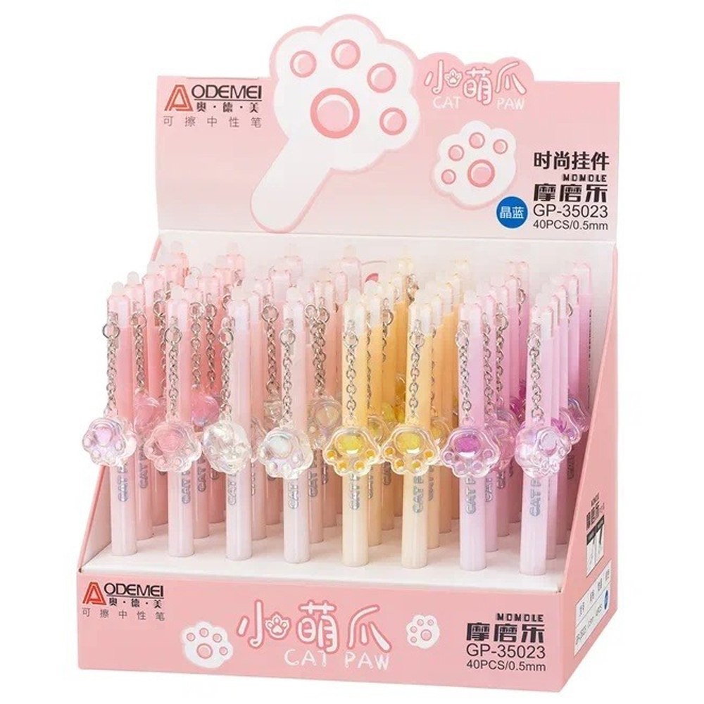 Ручка гелевая, пиши-стирай, автоматическая, Basir, синие чернила, серия "Лапки", с игрушкой на корпусе