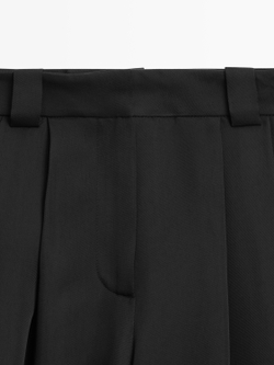 Massimo Dutti Брюки Саруэль из струящейся ткани, черный