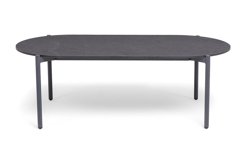 "Канны" лаунж-зона 4-местная (разборная) из роупа со столиком "Диего" цвета "серый гранит", роуп темно-серый круглый, ткань темно-серая