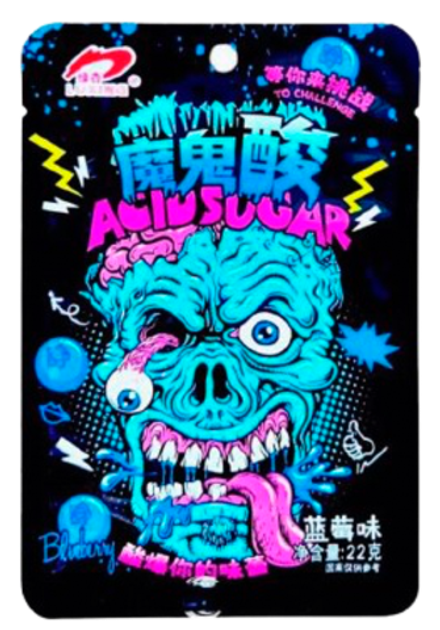 Кислые конфеты Devil's Sour Acid Sugar со вкусом лесной черники