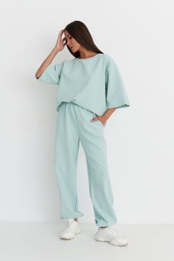 Футболка оверсайз из рифленого хлопка цвета мята