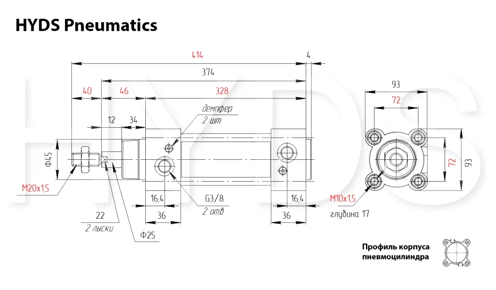 CP96SDB80-200C Пневмоцилиндр