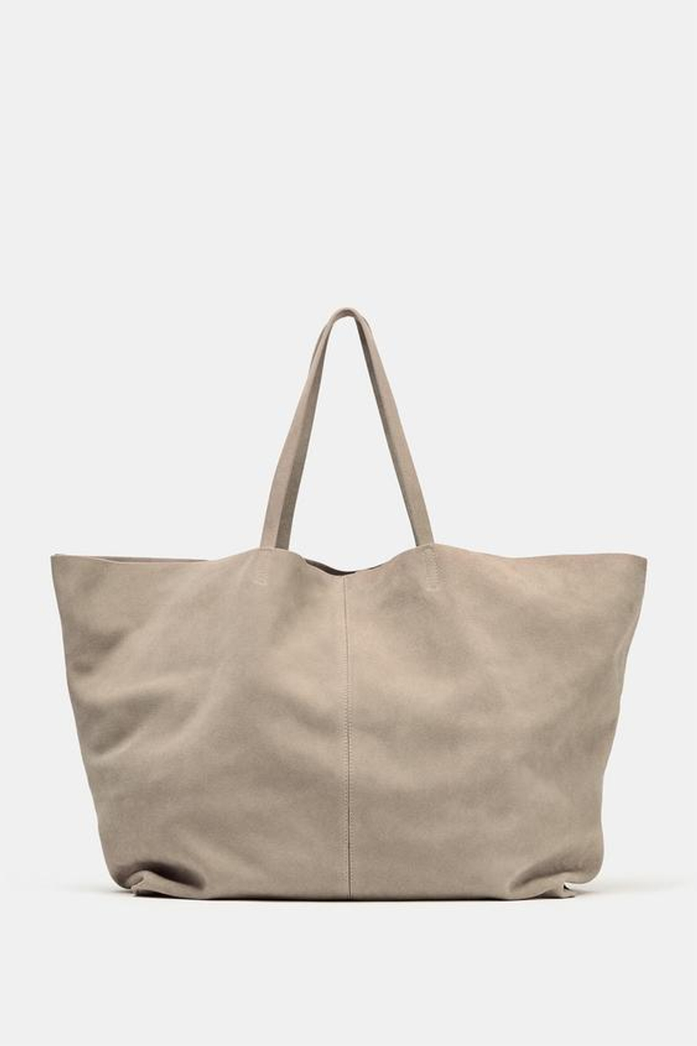 ZARA ЗАМШЕВАЯ СУМКА-ШОПЕР MAXI, ПЕСОЧНЫЙ/КОРИЧНЕВЫЙ