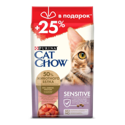CAT CHOW 1,5кг + 500г. корм для взрослых кошек с чувст. пищеварением  ПРОМО