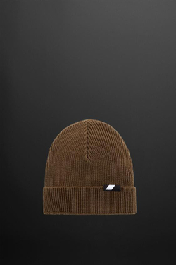 ZARA ТРИКОТАЖНАЯ ШАПКА С ФАКТУРНЫМ УЗОРОМ, КОРИЧНЕВЫЙ