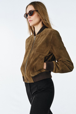 ZARA БОМБЕР ИЗ 100% ЗАМШИ — LIMITED EDITION, ZW COLLECTION, ТЕМНЫЙ ХАКИ