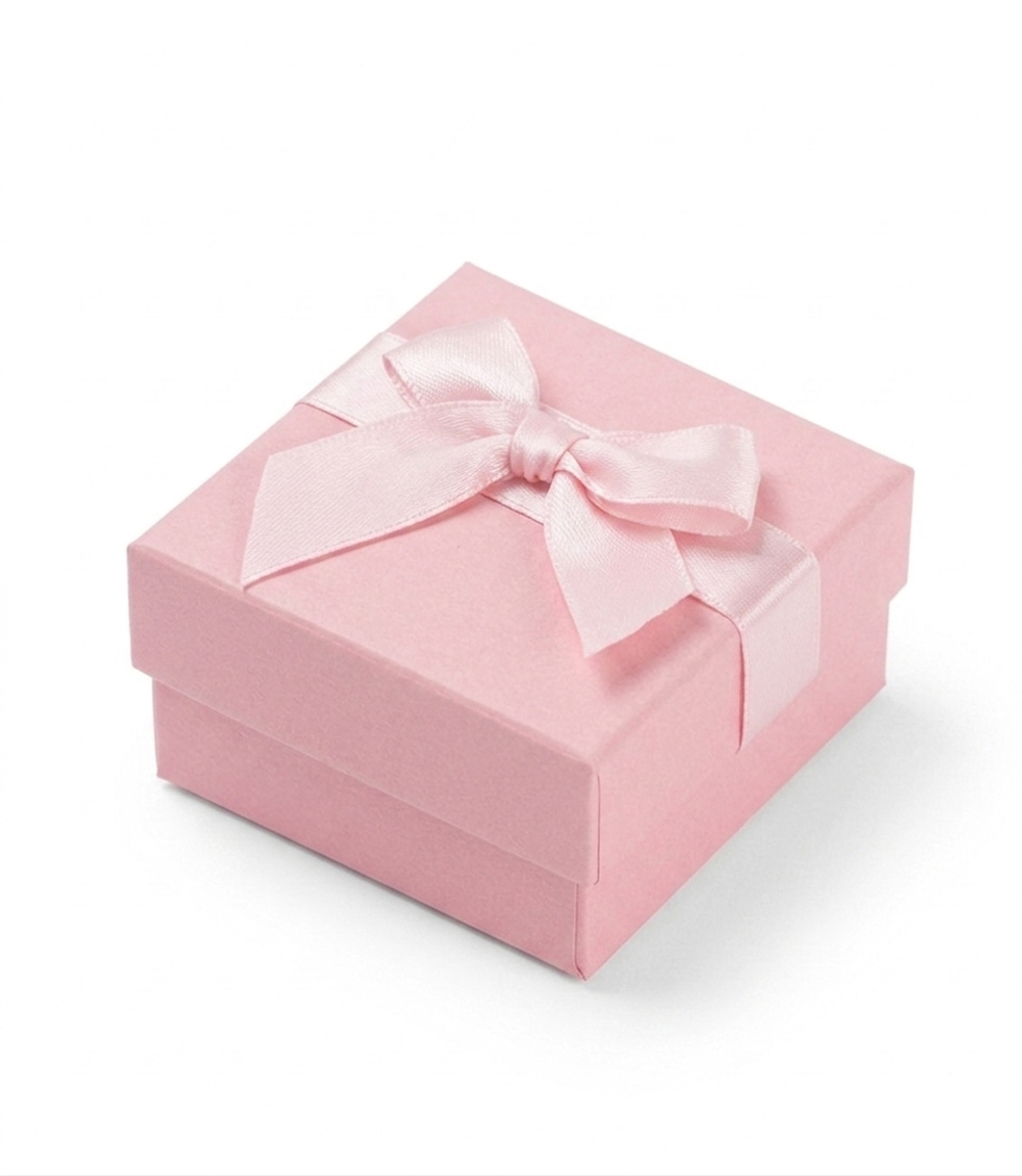 Коробка для украшений розовая с бантом