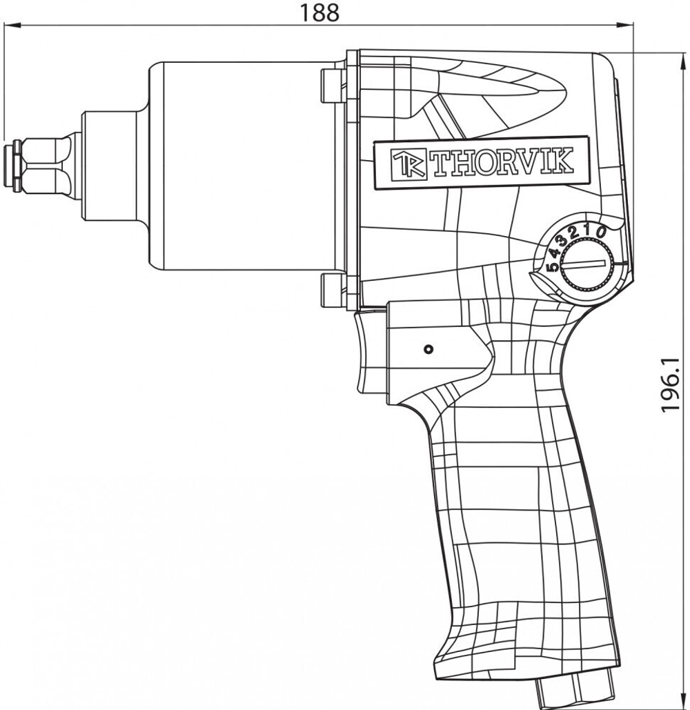 AIW1261 Гайковерт пневматический  1/2"DR 7000 об/мин,  610 Nm