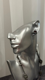 Серьги пусеты прямоугольные кристаллы в графитовой рамке