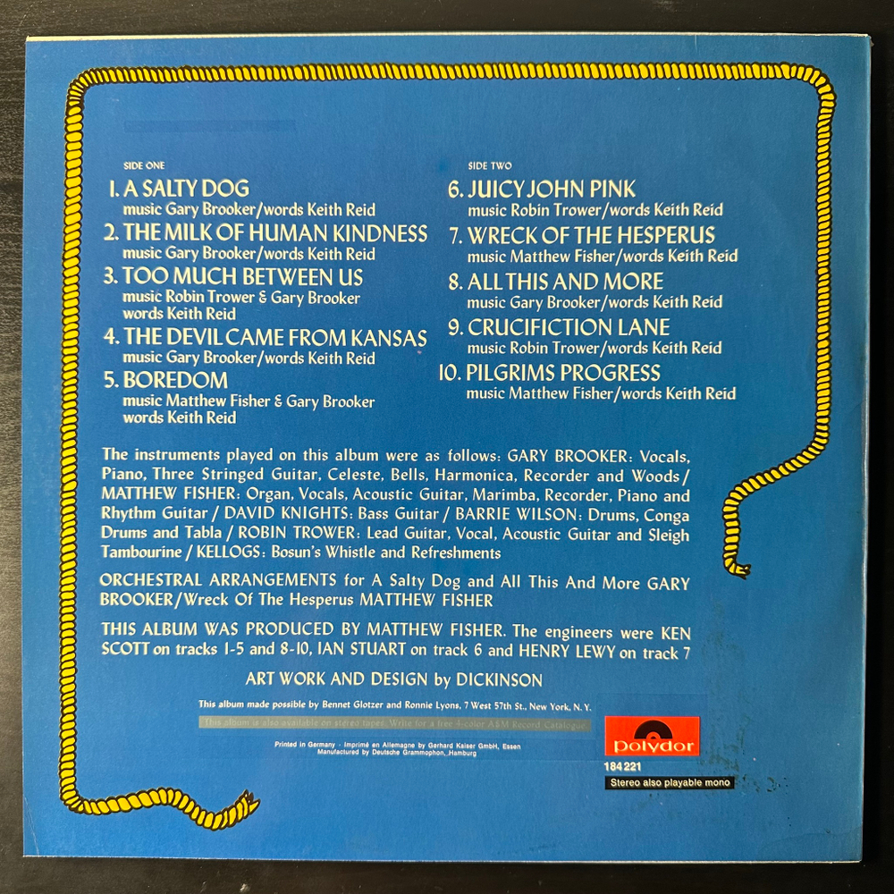 Procol Harum ‎– A Salty Dog (Германия 1969г.)