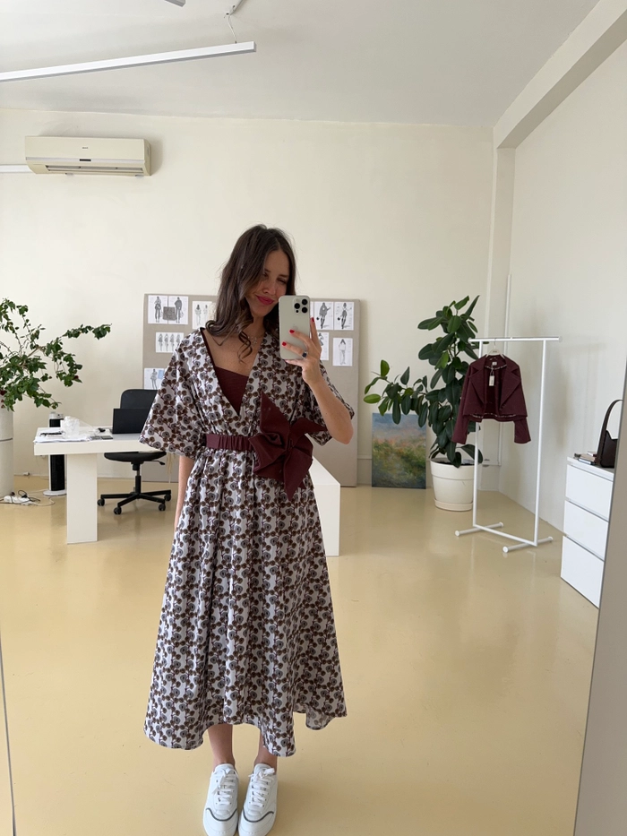 ПЛАТЬЕ МЭЛОТ БОРДОВЫЙ ПРИНТ