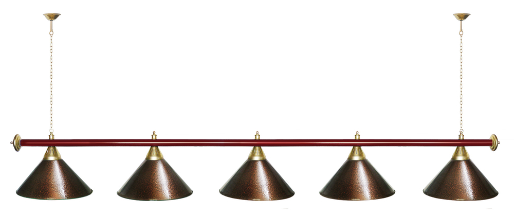 Лампа STARTBILLIARDS 5 пл. (плафоны зеленые,штанга золотая,фурнитура золото)