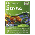 NOW Foods, Real Tea, органический чай сенна, без кофеина, 24 чайных пакетика, 48 г (1,7 унции)