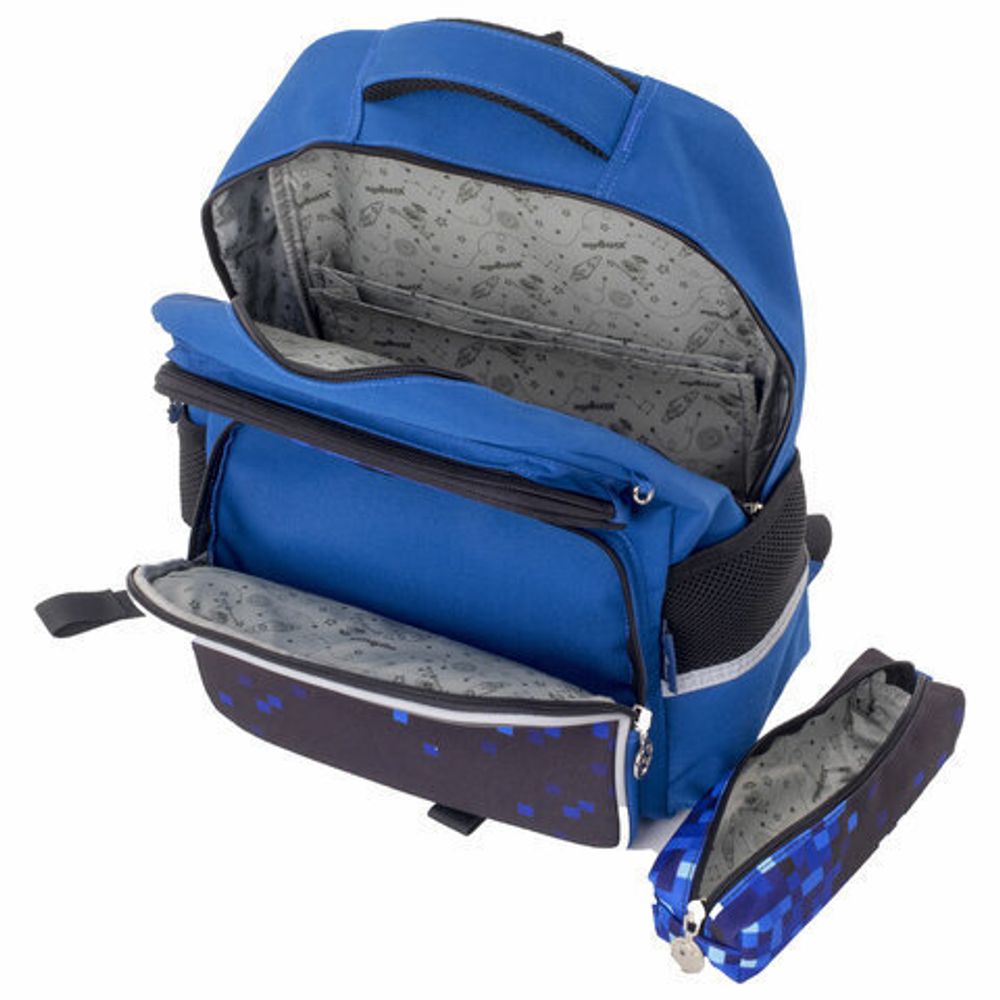 Рюкзак ЮНЛАНДИЯ COMPLETE, с пеналом в комплекте, эрго-спинка, "Pixels", 42х29х14 см, 229974