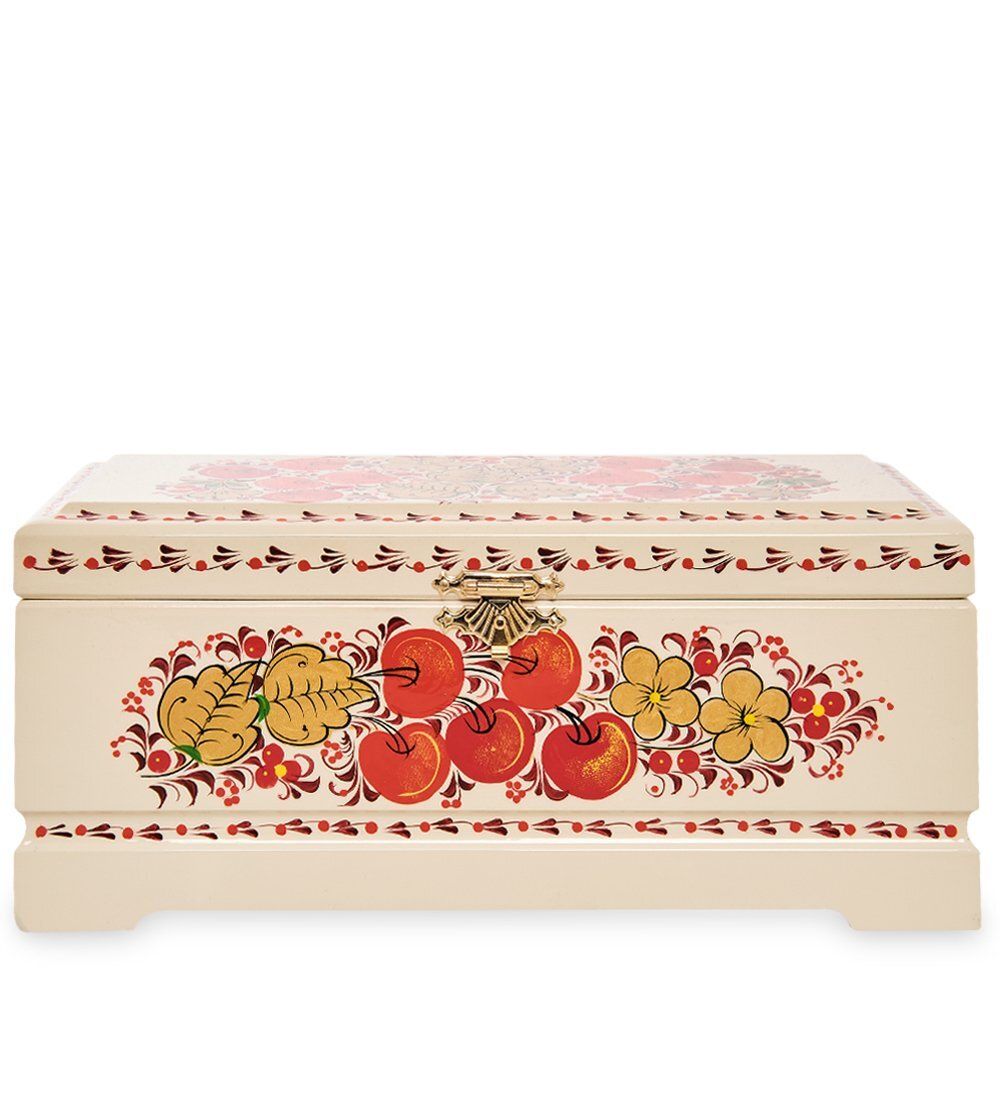 Народные промыслы KH-14/2 Шкатулка для чая на 3 ячейки деревянная 230х100 с хохломской росписью