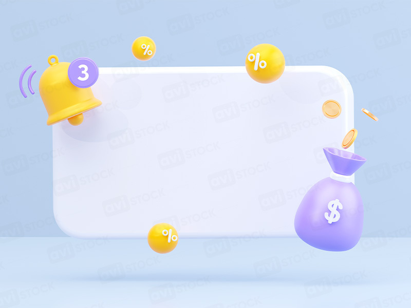 3D белая пустая доска с колокольчиком уведомления