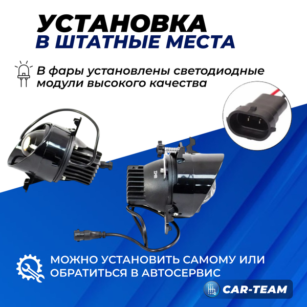 Противотуманные фары (ПТФ) WD-012 "ZMB" лазерные с Bi-LED модулем на Nissan Almera, Primera, X-Trail, Teana, Qashqai (дорестайл)