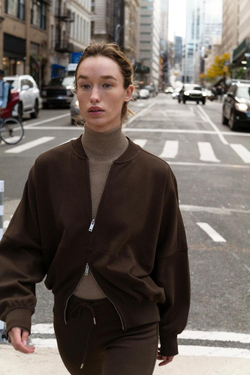 ZARA БОМБЕР INTERLOCK, КОРИЧНЕВЫЙ