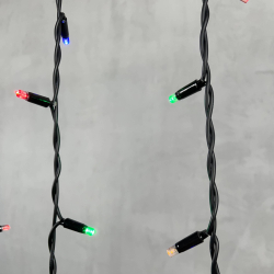 Светодиодная бахрома с колпачком 3,2*0,9 м., 168 разноцветных LED ламп, каучуковый черный провод, LTC (LL168-1-2M)