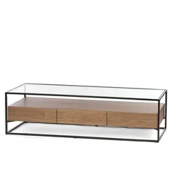 ТВ-консоль Sherwood 150х40 см, шпон ореха, стекло
