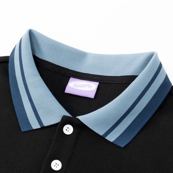 Поло черный/синий/пыльно-синий - фото 3