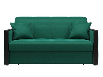 Диван Лион 1,6 - Velutto 33 изумрудный/накладка венге