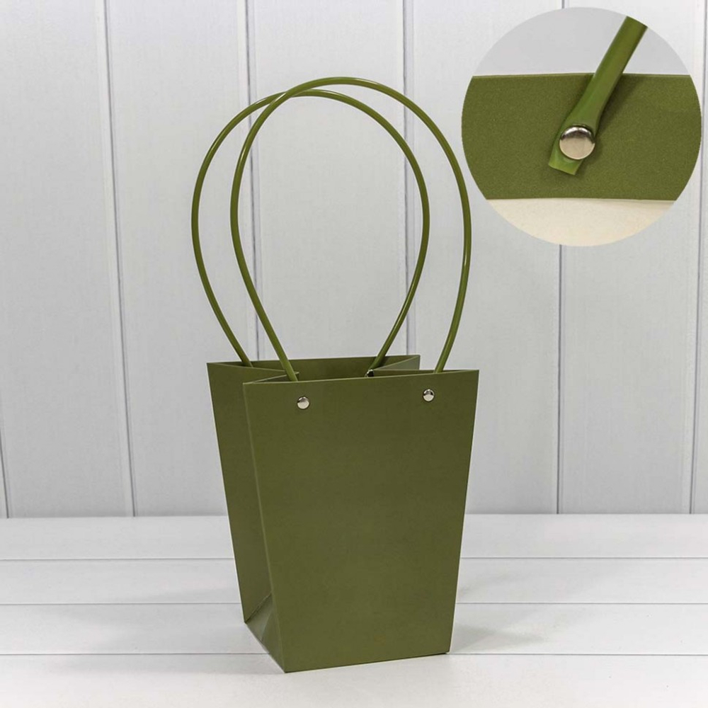 Пакет подарочный 20х17х12см Ваза для цветов (Зеленый)