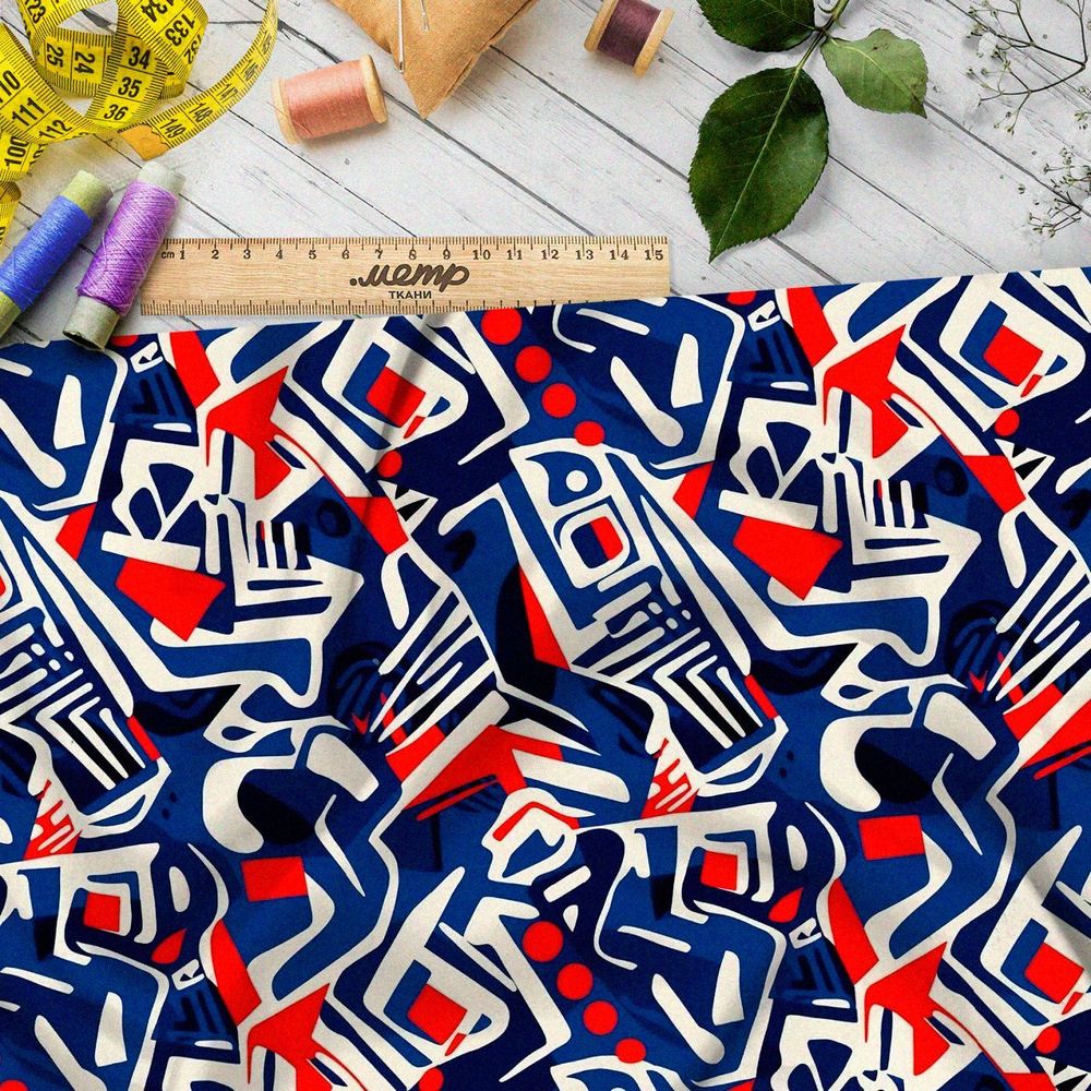 Ткань премиум шифон абстрактная фантазия