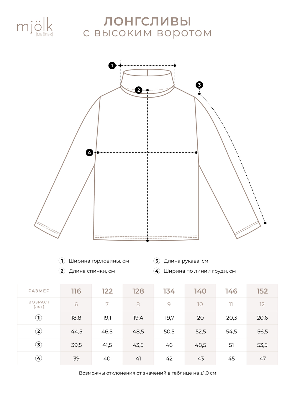 Лонгслив с высоким воротом Mjölk White Blue