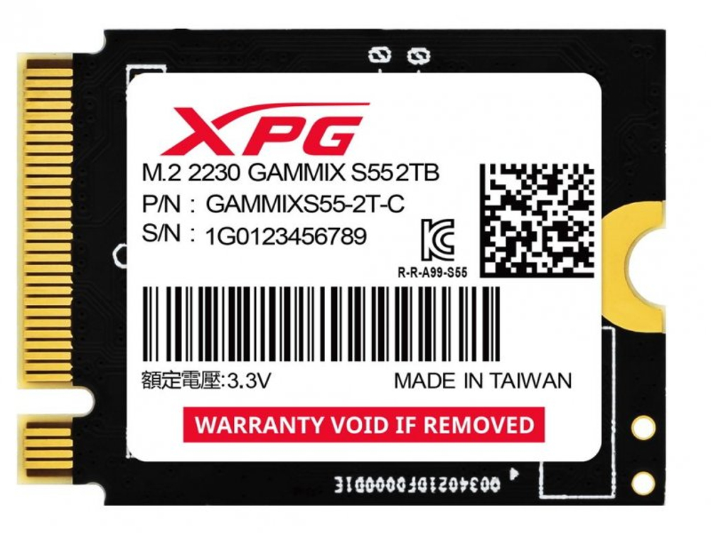SSD накопитель ADATA XPG GAMMIX S55 2ТБ, M.2 2230, PCIe 4.0 x4, NVMe [SGAMMIXS55-2T-C]