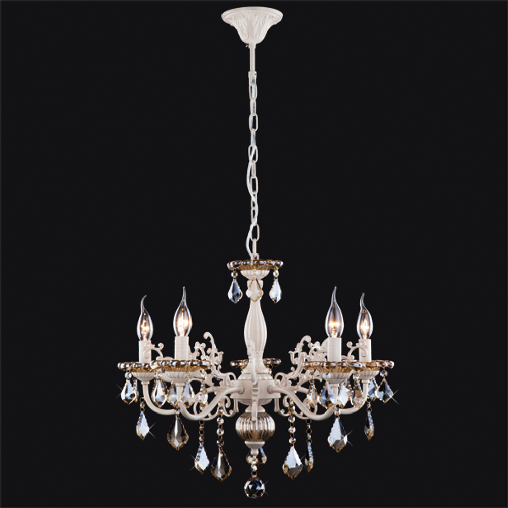 Подвесная люстра 3281/5 белый с золотом / тонированный хрусталь