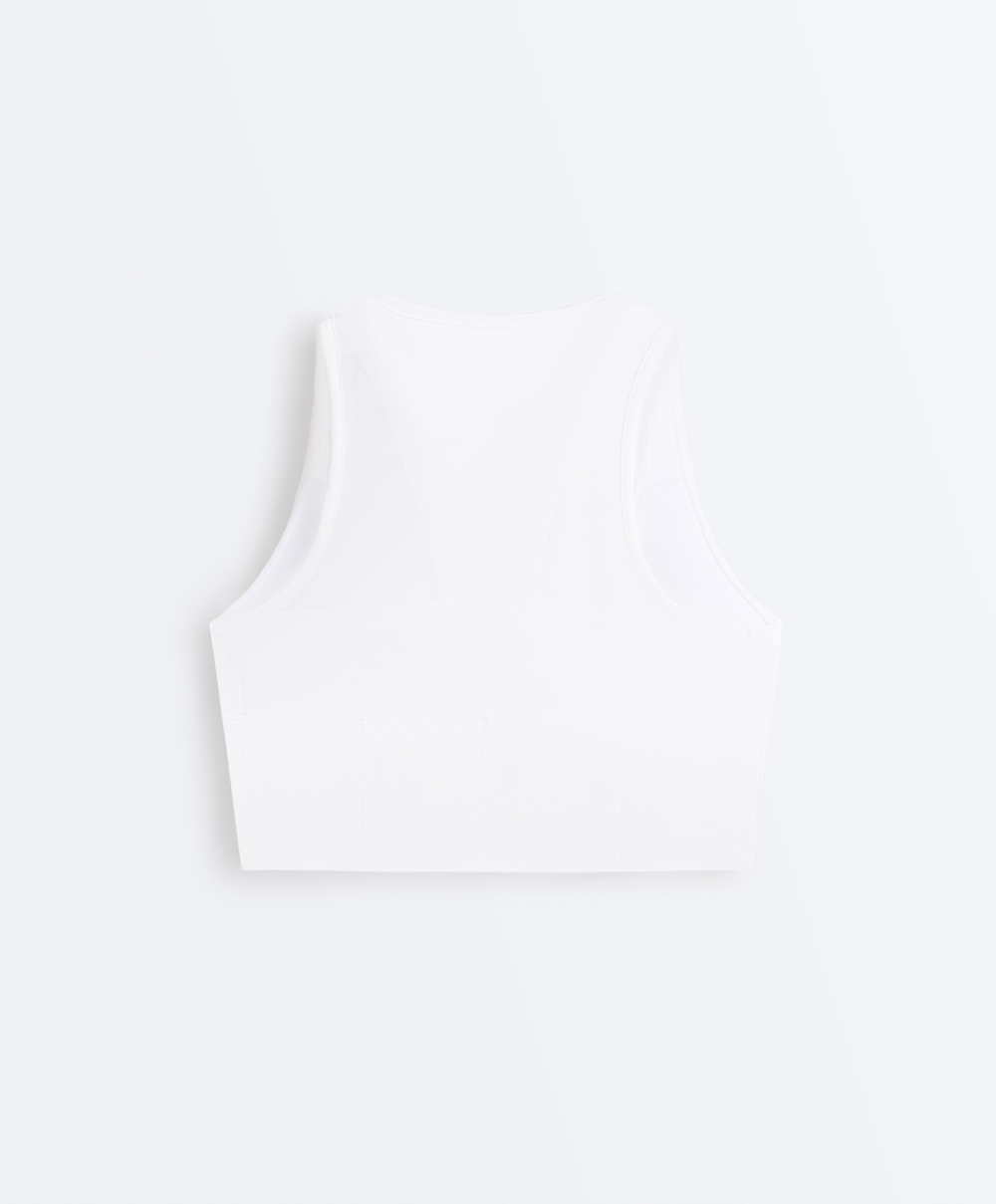 Oysho Майка Compressive с прозрачными деталями, белый