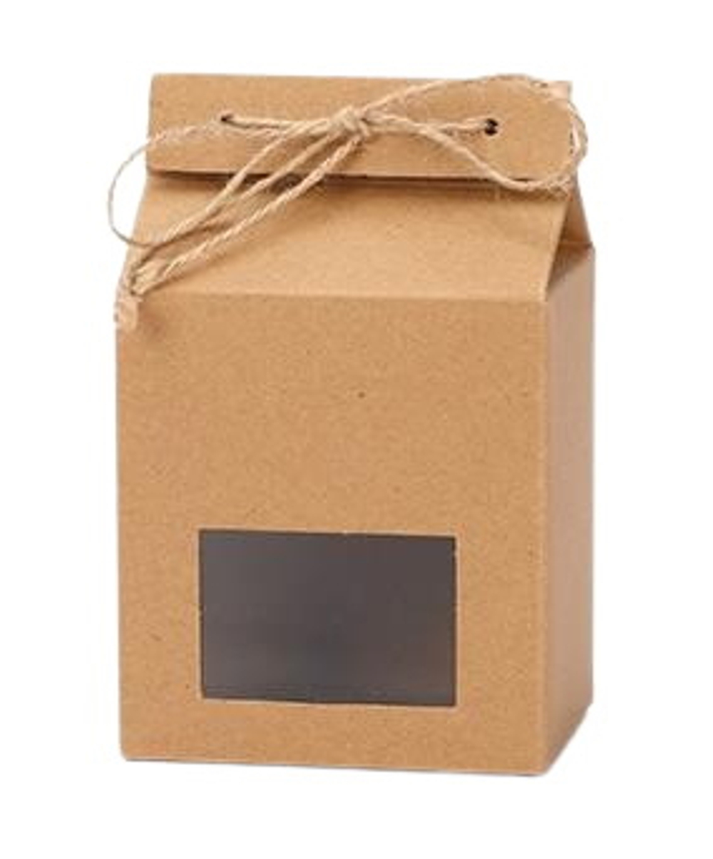 269041 Коробка подар. "№532" с окном, с бечевкой, h=11см, размер=10*8см, картон крафт