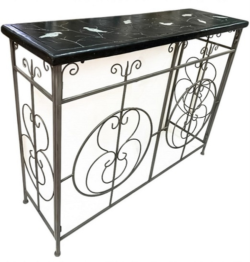 Консоль "Птицы" (черный) 135*44*в.107см металл, столешница магнезия