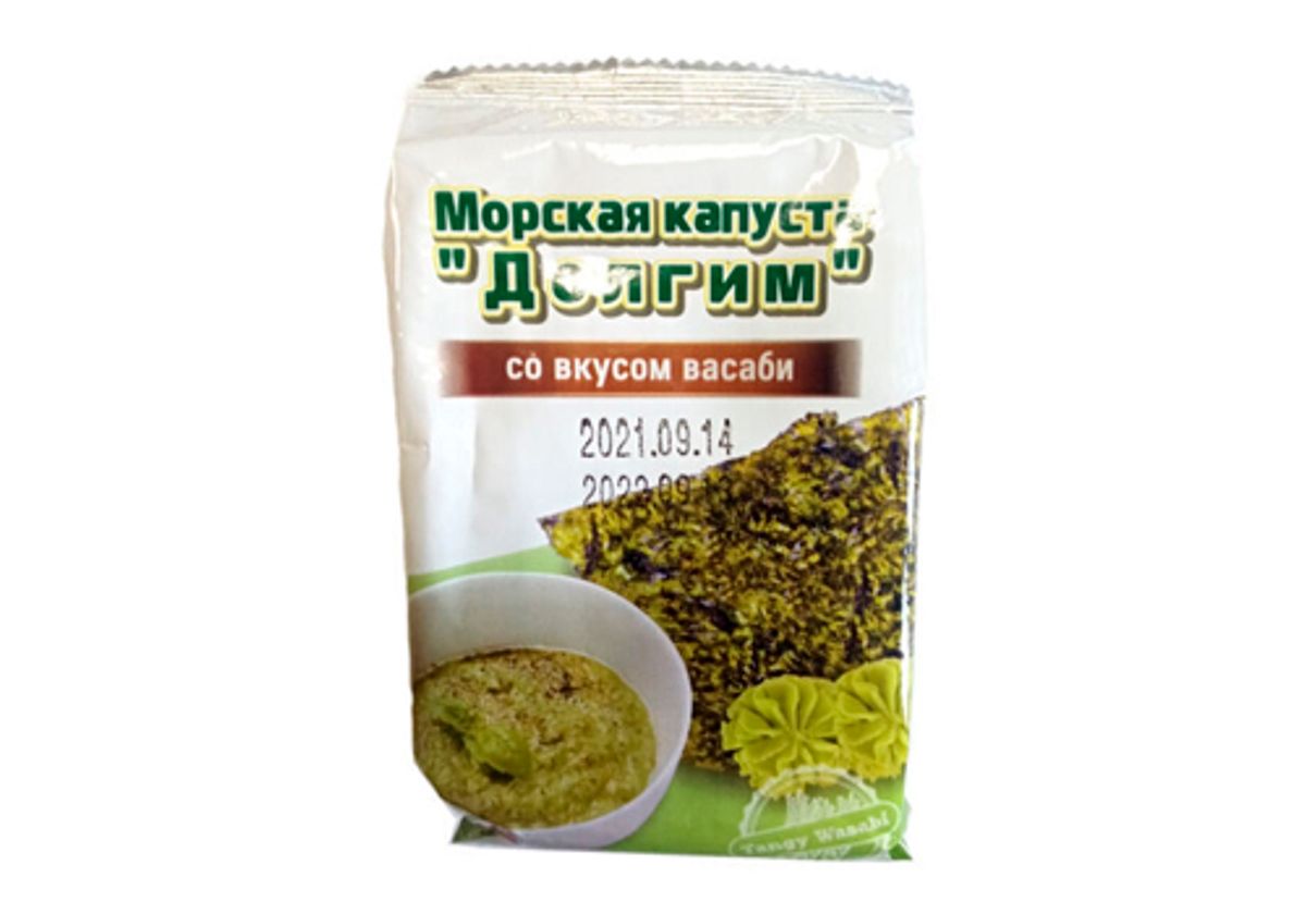 Морская капуста обжаренная со вкусом васаби, 5г