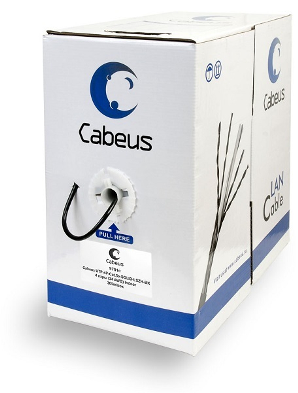 Кабель витая пара U/UTP 5e кат. 4 пары Cabeus UTP-4P-Cat.5e-SOLID-LSZH-BK