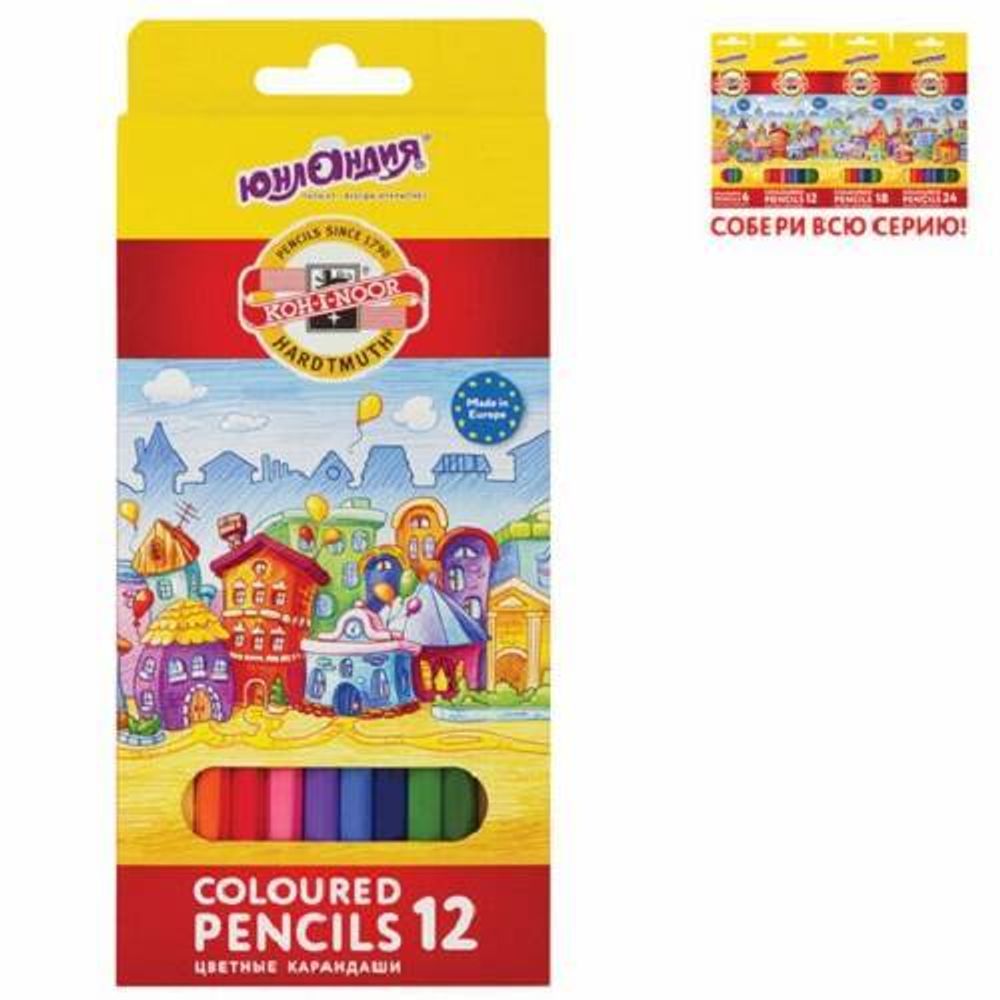 Карандаши цветные 12цв. Koh-i-noor, Юнландия Домики
