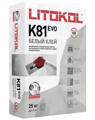 Клей LITOFLEX K81 Цвет: Белый 25 кг, класс С2 Е, Litokol