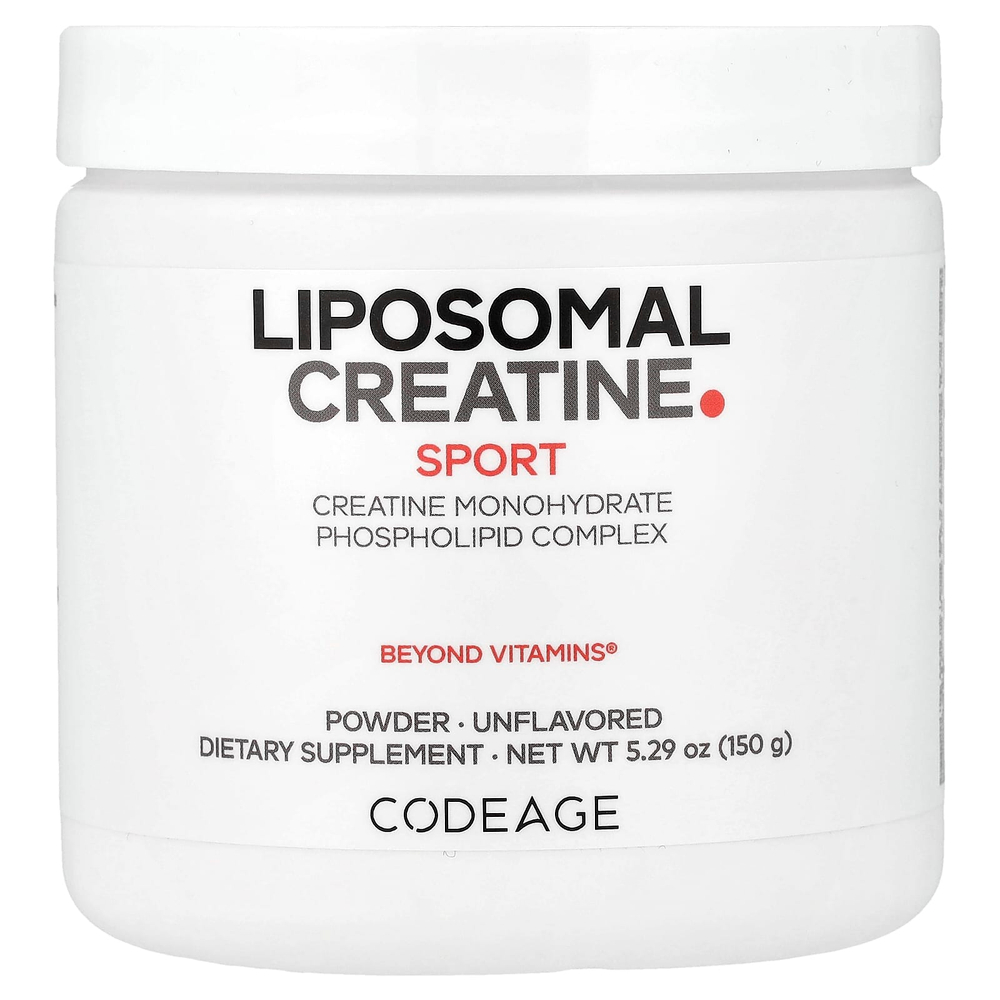 Codeage, Sport, липосомальный креатин в порошке, без добавок, 150 г (5,29 унции)