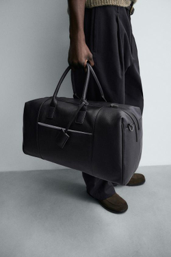 ZARA ДОРОЖНАЯ СУМКА ИЗ КОЖИ, ЧЕРНЫЙ