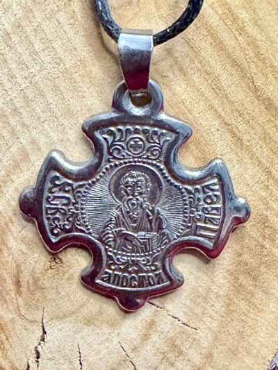 Святой Павел Нательная икона в форме креста с серебрением